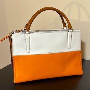 COACH BOROUGH BAG COLORBLOCK RETRO BOARSKIN LEATHER WHITE BRIGHT MANDARIN F31121